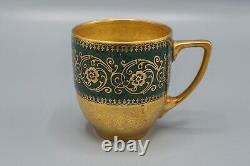 Rosenthal 5300 Green Gold Encrusted Demitasse Cup & Saucers Set of 11 FREE SHIP