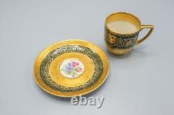 Rosenthal 5300 Green Gold Encrusted Demitasse Cup & Saucers Set of 11 FREE SHIP