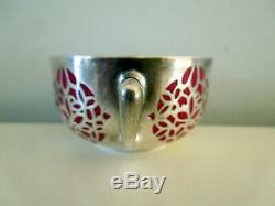 Rosenthal Art Deco Cup Saucer Silver Overlay Demitasse Selb Bavaria Burgundy VTG