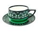 Rosenthal Art Deco Demitasse Cup & Saucer Green With Silver Overlay Selb Bavaria