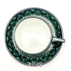 Rosenthal Art Deco Demitasse Cup & Saucer Green with Silver Overlay Selb Bavaria