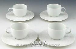 Rosenthal Bjorn Wiinblad MAGIC FLUTE WHITE DEMITASSE CUPS AND SAUCERS Set 4 Mint