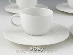 Rosenthal Bjorn Wiinblad MAGIC FLUTE WHITE DEMITASSE CUPS AND SAUCERS Set 4 Mint