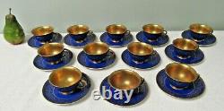 Rosenthal Cobalt Or Royal Blue & Gold Demitasse Cup Saucer Set 24 Pc