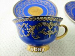 Rosenthal Cobalt Or Royal Blue & Gold Demitasse Cup Saucer Set 24 Pc