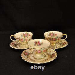 Rosenthal Germany 3 Cups & Saucers Demitasse Pedestal Queen's Bouquet 1952-1975