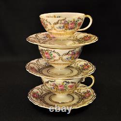 Rosenthal Germany 3 Cups & Saucers Demitasse Pedestal Queen's Bouquet 1952-1975