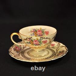 Rosenthal Germany 4 Cups 5 Saucers Demitasse Pedestal Queen's Bouquet 1952-1975