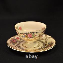 Rosenthal Germany 4 Cups 5 Saucers Demitasse Pedestal Queen's Bouquet 1952-1975