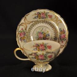 Rosenthal Germany 4 Cups 5 Saucers Demitasse Pedestal Queen's Bouquet 1952-1975