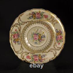 Rosenthal Germany 4 Cups 5 Saucers Demitasse Pedestal Queen's Bouquet 1952-1975