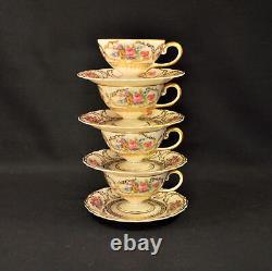 Rosenthal Germany 4 Cups 5 Saucers Demitasse Pedestal Queen's Bouquet 1952-1975