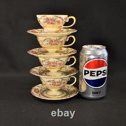 Rosenthal Germany 4 Cups 5 Saucers Demitasse Pedestal Queen's Bouquet 1952-1975