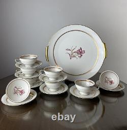 Rosenthal Helena Cake Plate Winifred Demitasse Cup & Saucer Set of 8 Gold Floral