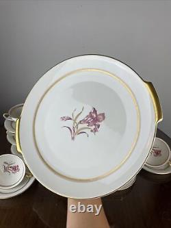 Rosenthal Helena Cake Plate Winifred Demitasse Cup & Saucer Set of 8 Gold Floral