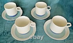 Rosenthal Odine Duo-Set of 4-Demitasse Cups 2.5x3 & Saucers 5.25-White & Blue