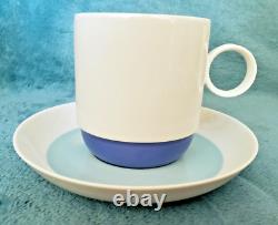 Rosenthal Odine Duo-Set of 4-Demitasse Cups 2.5x3 & Saucers 5.25-White & Blue