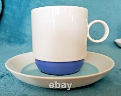 Rosenthal Odine Duo-Set of 4-Demitasse Cups 2.5x3 & Saucers 5.25-White & Blue