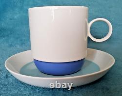 Rosenthal Odine Duo-Set of 4-Demitasse Cups 2.5x3 & Saucers 5.25-White & Blue