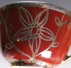 Rosenthal Silver Overlay Deep Red Demitasse Cup and Saucer Set B