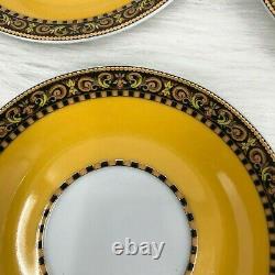 Rosenthal Versace Barocco Saucers Set Of 5 Yellow & Black (fits Demitasse Cups)