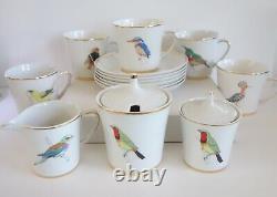 Rowland Ward Demitasse Tea Cup & Saucers BIRDS Creamer Sugar Bowls RARE Vtg LOT