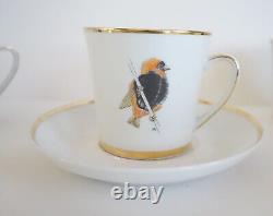 Rowland Ward Demitasse Tea Cup & Saucers BIRDS Creamer Sugar Bowls RARE Vtg LOT