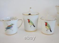 Rowland Ward Demitasse Tea Cup & Saucers BIRDS Creamer Sugar Bowls RARE Vtg LOT