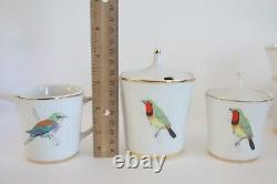 Rowland Ward Demitasse Tea Cup & Saucers BIRDS Creamer Sugar Bowls RARE Vtg LOT