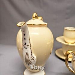 Royal Albert Crown China Coffee Set Pot Creamer Sugar Demitasse Cups and Saucers