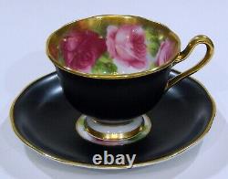 Royal Albert OLD ENGLISH ROSE MATTE BLACK Colorway DEMI-TASSE CUP & SAUCER