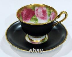 Royal Albert OLD ENGLISH ROSE MATTE BLACK Colorway DEMI-TASSE CUP & SAUCER