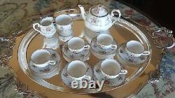 Royal Albert Pattern Bone China Set 6 Demitasse Cups & Saucers, Teapot & Crm/Sug