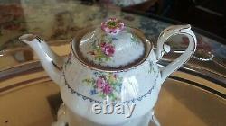 Royal Albert Pattern Bone China Set 6 Demitasse Cups & Saucers, Teapot & Crm/Sug