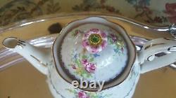 Royal Albert Pattern Bone China Set 6 Demitasse Cups & Saucers, Teapot & Crm/Sug