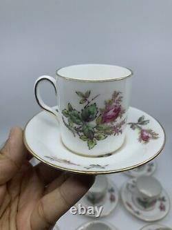 Royal Chelsea Moss Rose England Demitasse Cups & Saucers Set of 12