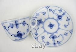 Royal Copenhagen 4 tiny Blue Fluted Plain demitasse cups & saucers