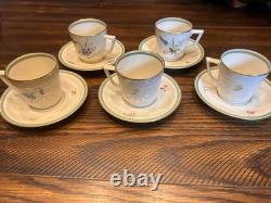 Royal Copenhagen 5 Demitasse Cups & Saucers 991/9535 Hand Painted Signed