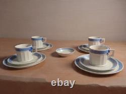 Royal Copenhagen Blue Fan Demitasse Espresso Set 4 Cups Saucers Plates Denmark