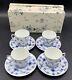 Royal Copenhagen Blue Fluted Demitasse Cups And Saucers, Set Of 4, With Box