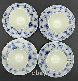 Royal Copenhagen Blue Fluted Demitasse Cups and Saucers, Set of 4, with Box 2308