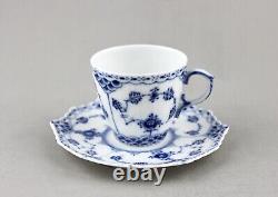 Royal Copenhagen Blue Fluted Full Lace Demitasse Cups & Saucers X 6 1038 Mint