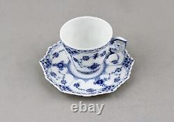 Royal Copenhagen Blue Fluted Full Lace Demitasse Cups & Saucers X 6 1038 Mint