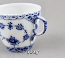 Royal Copenhagen Blue Fluted Full Lace Demitasse Cups & Saucers X 6 1038 Mint