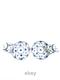 Royal Copenhagen Blue Fluted Full Lace Set 2 Demitasse Cup Saucer 1035 1st Q 5+