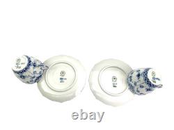 Royal Copenhagen Blue Fluted Full Lace Set 2 Demitasse Cup Saucer 1035 1st Q 5+