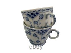 Royal Copenhagen Blue Fluted Full Lace Set 2 Demitasse Cup Saucer 1035 1st Q 5+