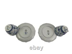 Royal Copenhagen Blue Fluted Full Lace Set 2 Demitasse Cup Saucer 1035 1st Q 5+