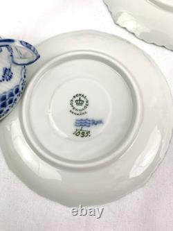Royal Copenhagen Blue Fluted Full Lace Set 4 Demitasse Cup Saucer 1035 1st Q 5+