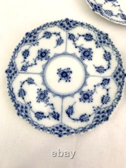 Royal Copenhagen Blue Fluted Full Lace Set 4 Demitasse Cup Saucer 1035 1st Q 5+
